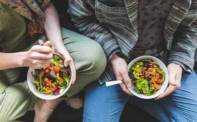 eating salads together